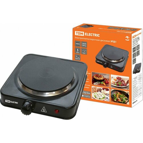 Электроплитка одноконфорочная TDM ЭПД1 230 В 1 кВт диск черная 150000₽