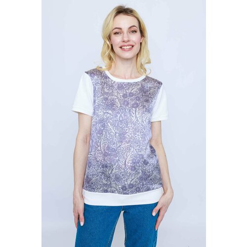Блуза KHAN Cashmere, размер 3XL, белый, фиолетовый