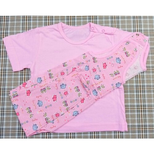 Комплект одежды ПАПА МАМА, размер 22/68, зеленый, розовый комплект одежды наша мама размер 68 розовый