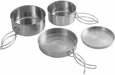 Набор посуды походный (ECOS Набор посуды походный Camp-S12 из нержавеющей стали (4 предмета) 106941)