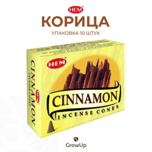 HEM Корица - 10 шт, ароматические благовония, конусовидные, конусы с подставкой, Cinnamon - ХЕМ