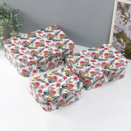 Шкатулка картон сундучок Тропики набор 3 шт 295х215х96 245х185х9 195х155х82 см 2411₽