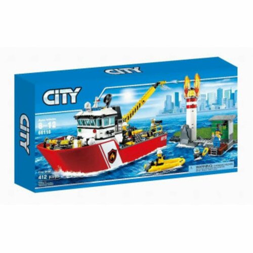 Конструктор Lepin 66116 Сити Пожарный катер 412 дет lego city 60109 пожарный катер 412 дет