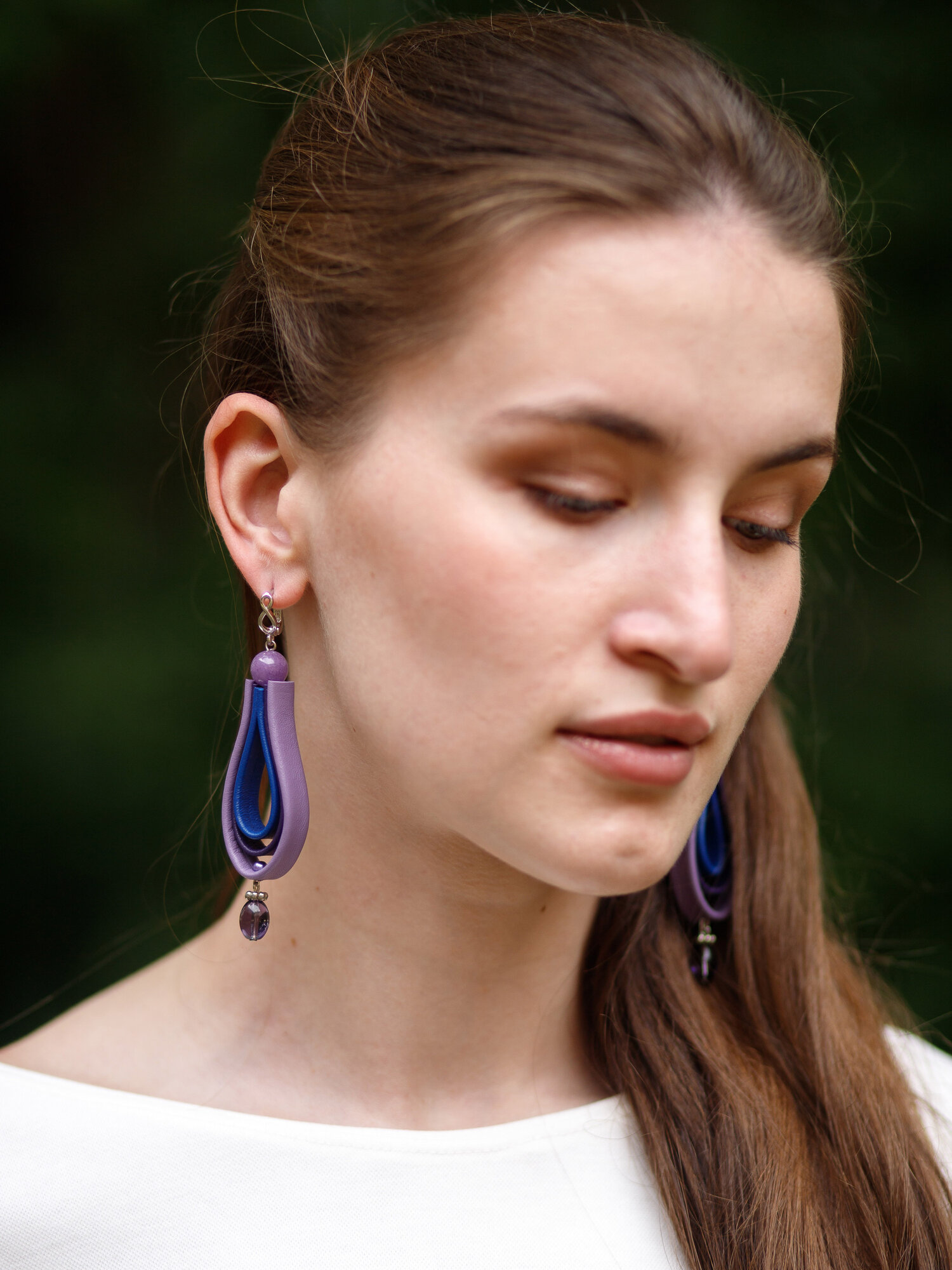 Серьги с подвесками, аметист