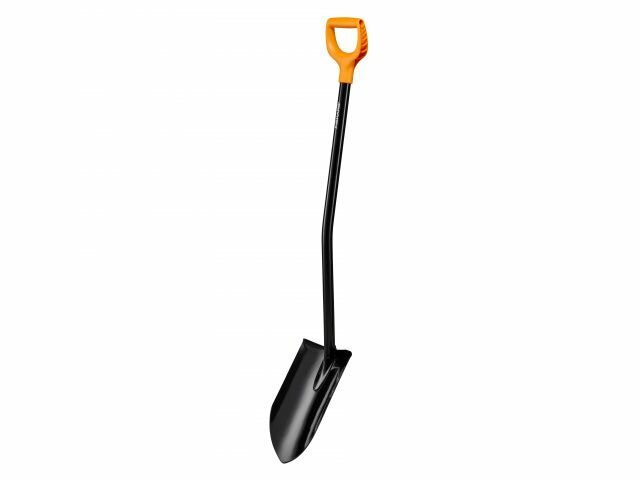 Лопата штыковая Fiskars с удлиненным лезвием и удлиненной ручкой (черная)