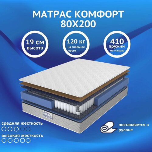 фото Матрас matratex комфорт, пружинный 80 см 19 см жаккард/трикотаж 1