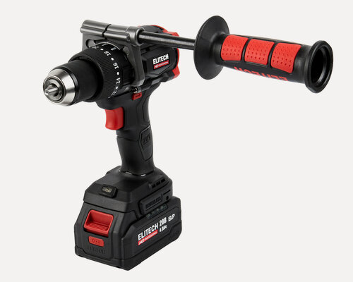 Изображение товара Ударная дрель Elitech HD CD 20BL2, 2 аккумулятора, 130Нм, бесщеточный двигатель, черный