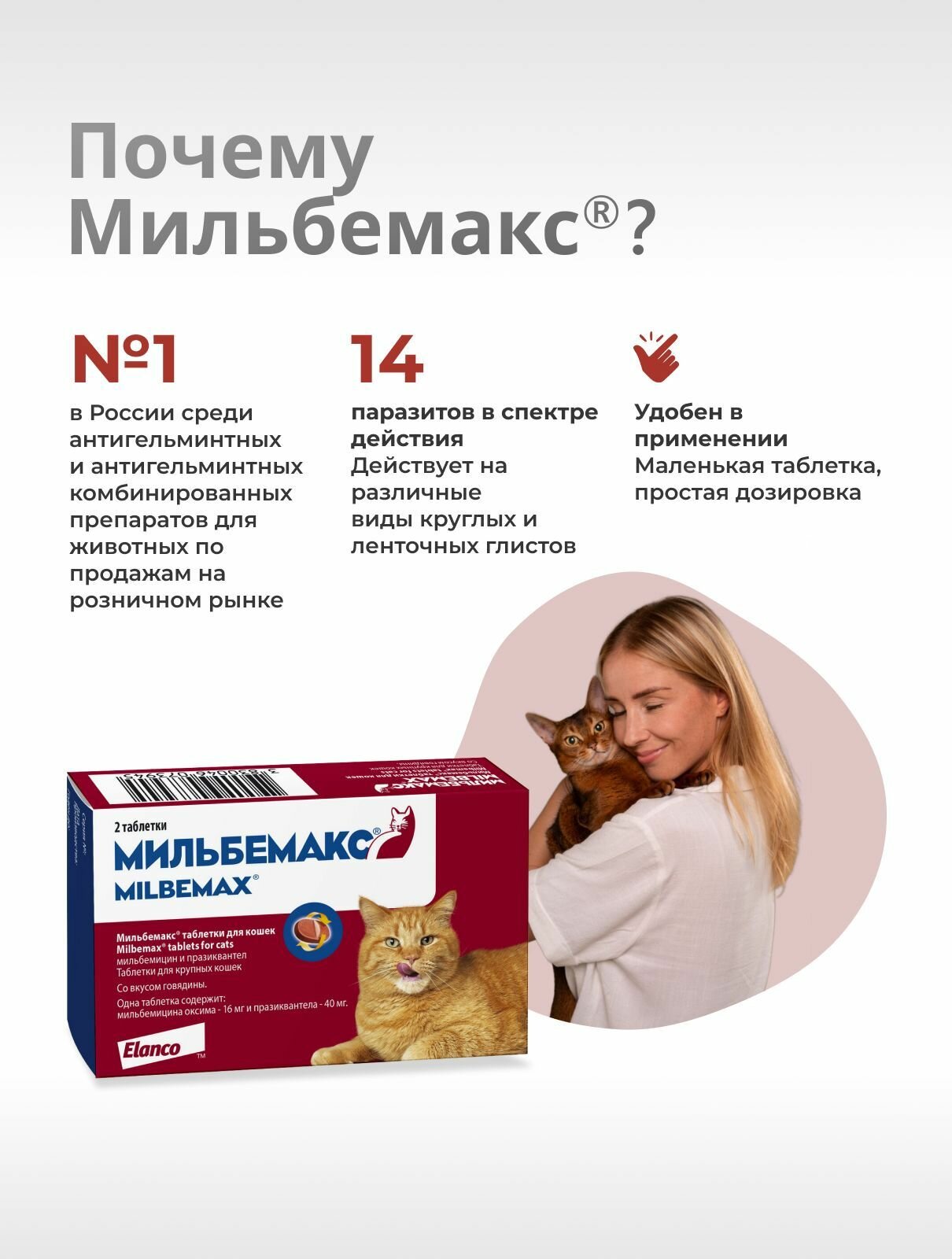 Мильбемакс от гельминтов для кошек, 2 табл. 16/40 мг — фото 1
