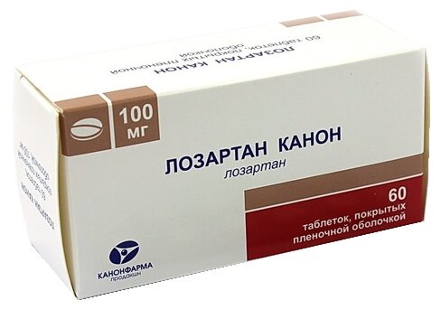 Лозартан Канон таб. п/о плен., 100 мг, 60 шт.