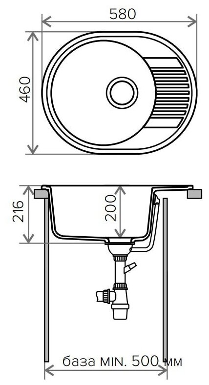 Мойка мраморная Polygran F22 (хлопок) - фотография № 2