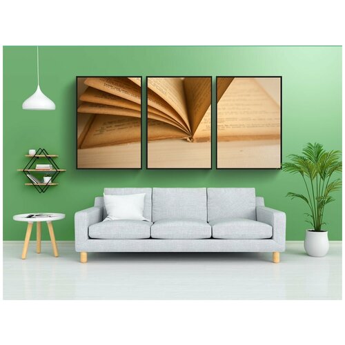 фото Набор модулных постеров для интерьера "книга, страницы, старый" 60x90 см. в тубусе, без рамки lotsprints