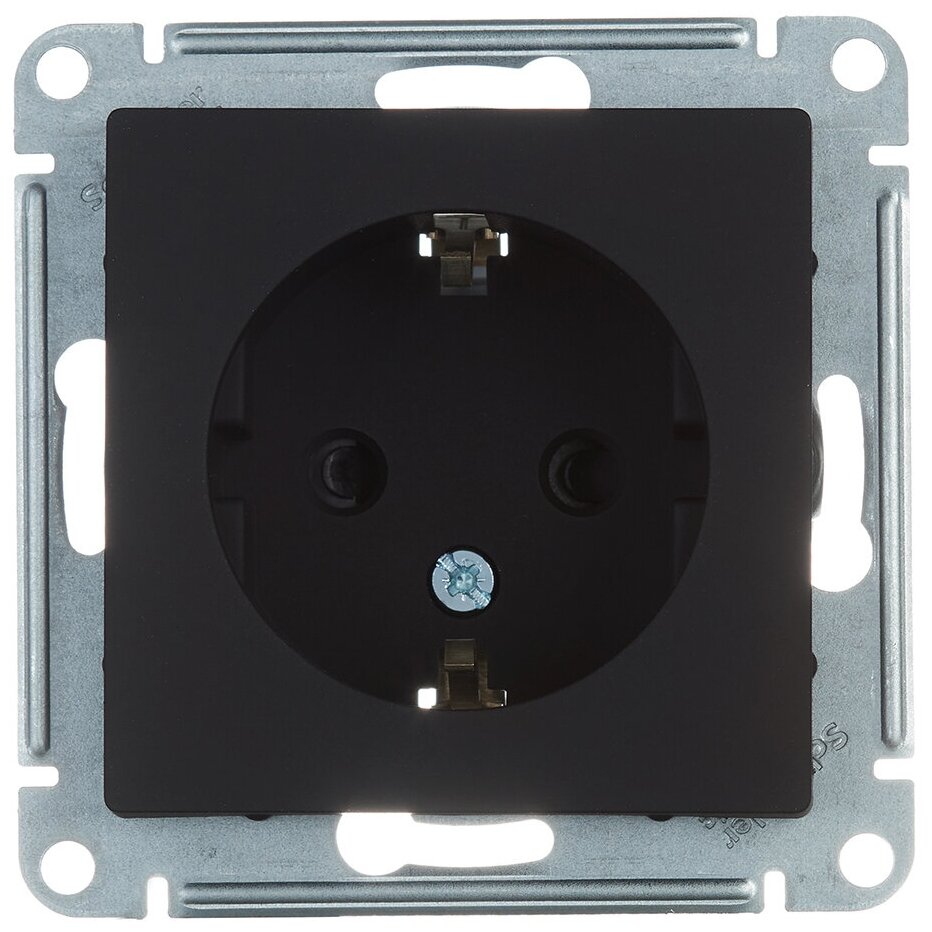 Розетка Systeme Electric AtlasDesign встраиваемая карбон со шторками (ATN001045)