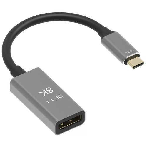 Переходник/адаптер VCOM Type-C - DisplayPort (CU480M), 0.15 м, серебристый переходник адаптер vcom type c displayport cu480m 0 15 м серебристый