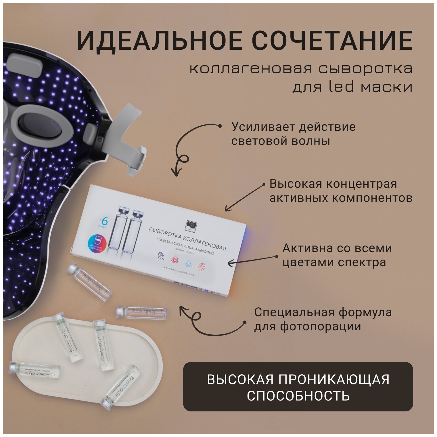 Gezatone, Светодиодная маска для омоложения лица и шеи, LED маска против морщин и воспалений, m1040 - фотография № 8