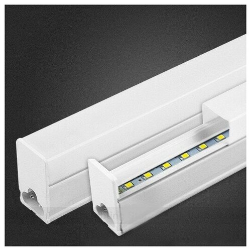 Накладной светодиодный линейный светильник T5 с возможность линейного соединения 60 см - Цвет свечения:Белый нейтральный 4000-4500K
