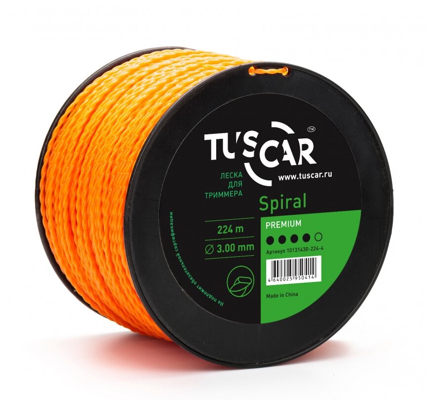 Леска для триммера TUSCAR Spiral Premium, 3.00мм* 224м