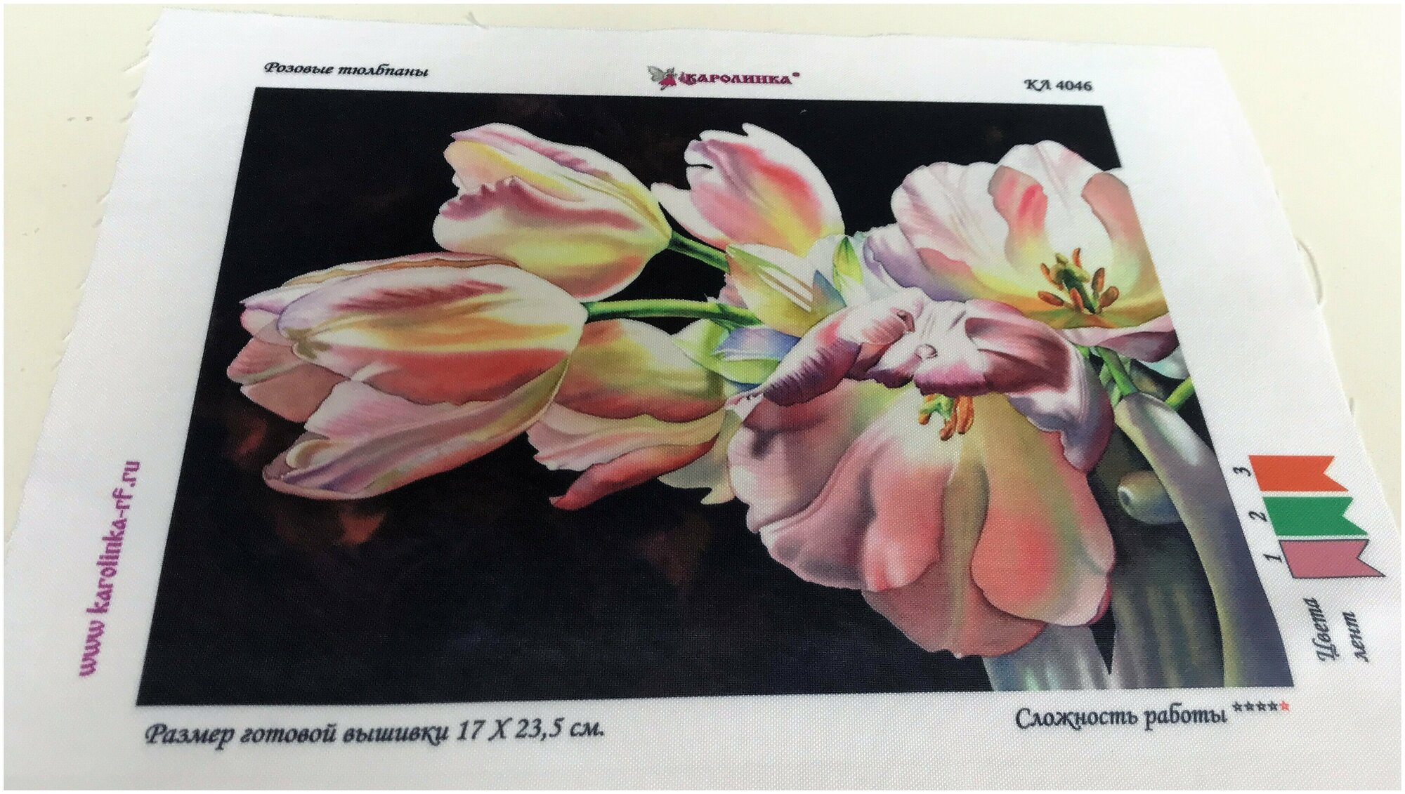 КЛ 4046 Розовые тюльпаны - схема (Каролинка) - фото №2