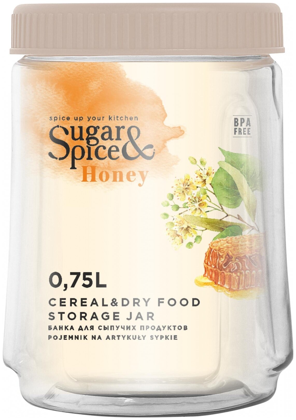 Банка для сыпучих продуктов Sugar&Spice Honey 0,75л латте