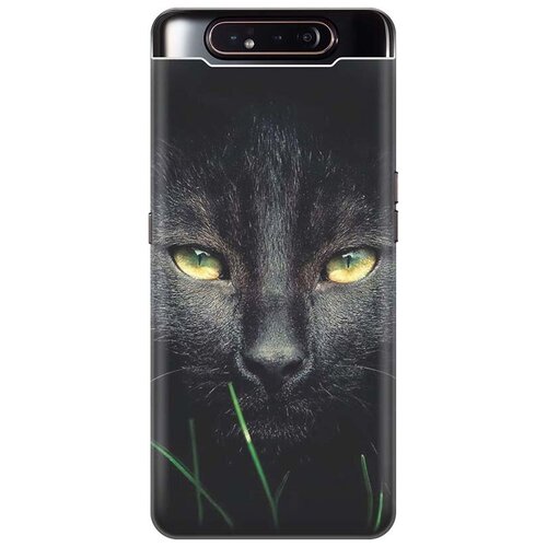 фото Ультратонкий силиконовый чехол-накладка для samsung galaxy a80 с принтом "кошка в темноте" gosso