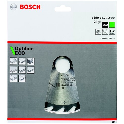 Пильный диск BOSCH Optiline ECO 2608641789 диск пильный твердосплавный bosch 250x30x 40 optiline 728