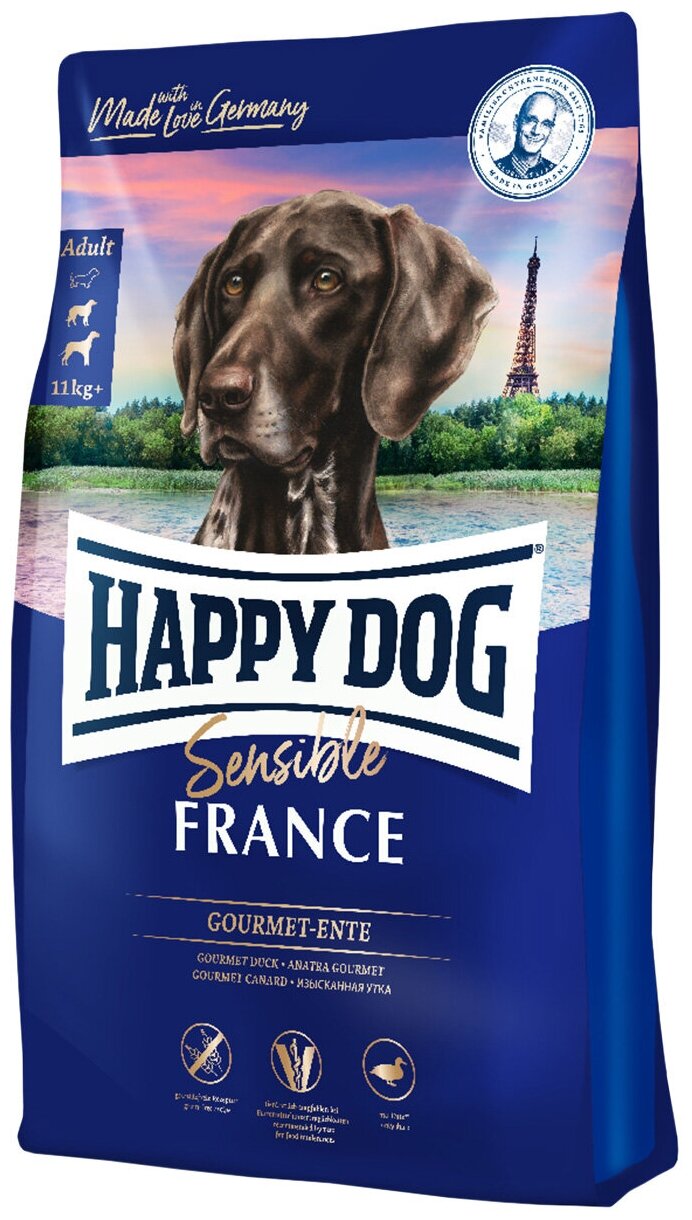 Сухой корм Happy Dog Supreme France Франция для собак при пищевой аллергии с мясом утки и картофелем 11кг