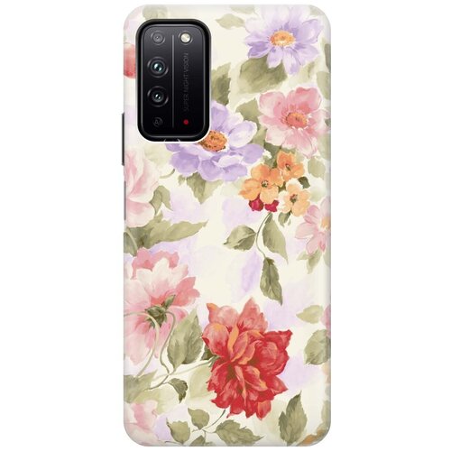 фото Ультратонкий силиконовый чехол-накладка для honor x10 с принтом "нежные цветы" gosso