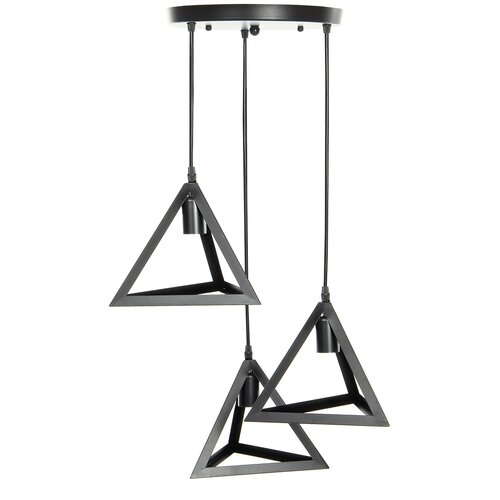 Светильник подвесной (потолочная люстра) Emilion Loft CL Rhombus, E27, 60 Вт, кол-во ламп: 3 шт., цвет арматуры: черный, цвет плафона: черный