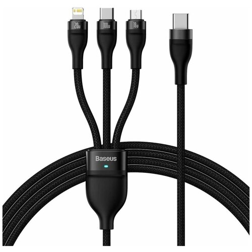 Кабель Baseus Flash Series (3 в 1) Fast Charging Cable Type-C - M+L+C 100W 1. m Черный (CASS030201)