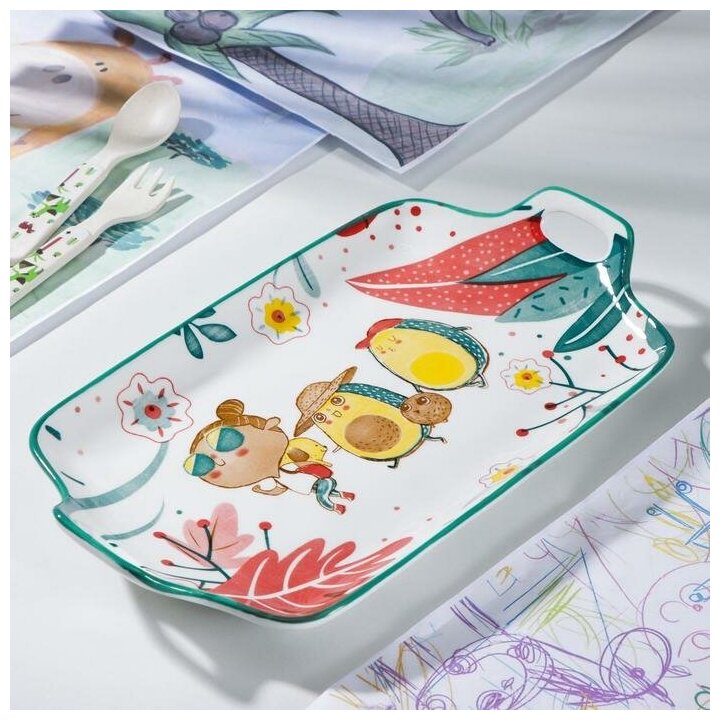 фото Блюдо прямоугольное «Прогулка авокадо», 29,2×16 см