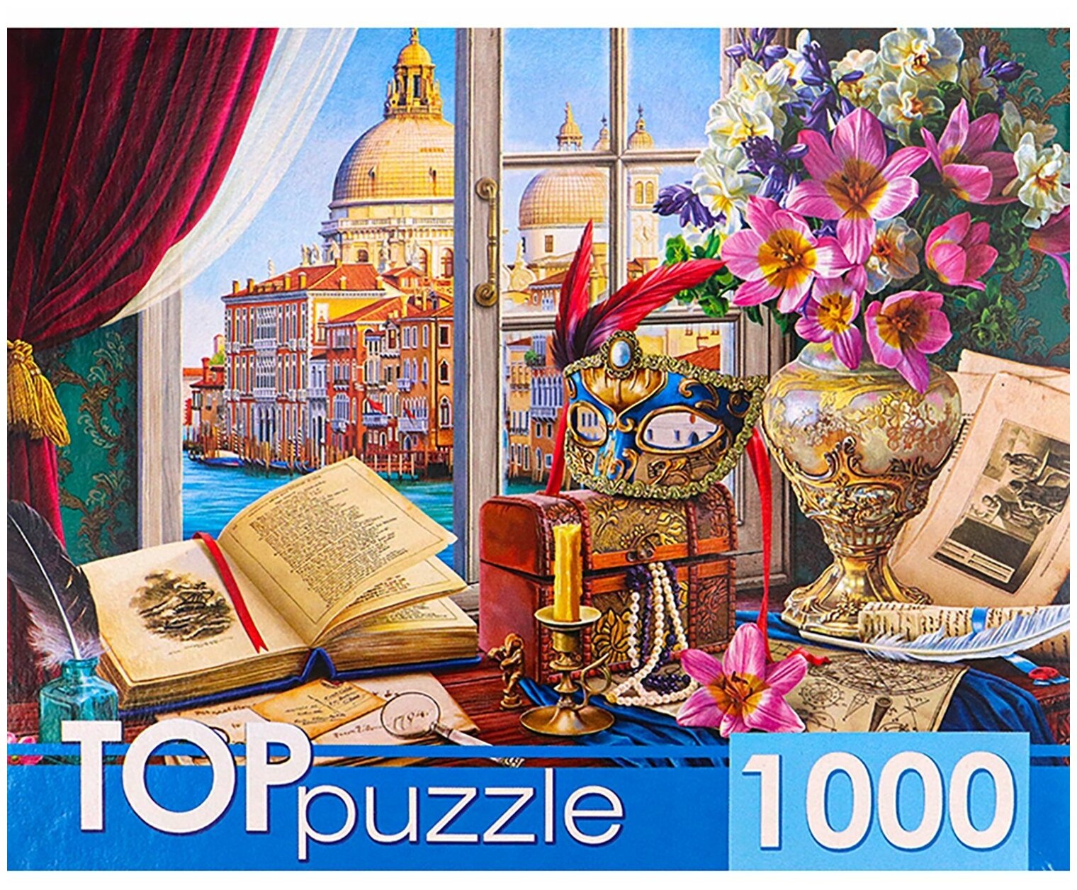 Puzzle-1000. Натюрморт с видом на Венецию (ХТП1000-4148) Рыжий кот - фото №2