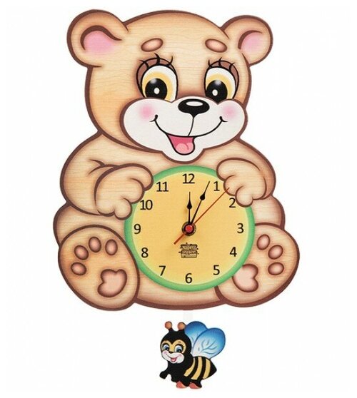 Часы настенные Мишутка с пчёлкой (с маятником)