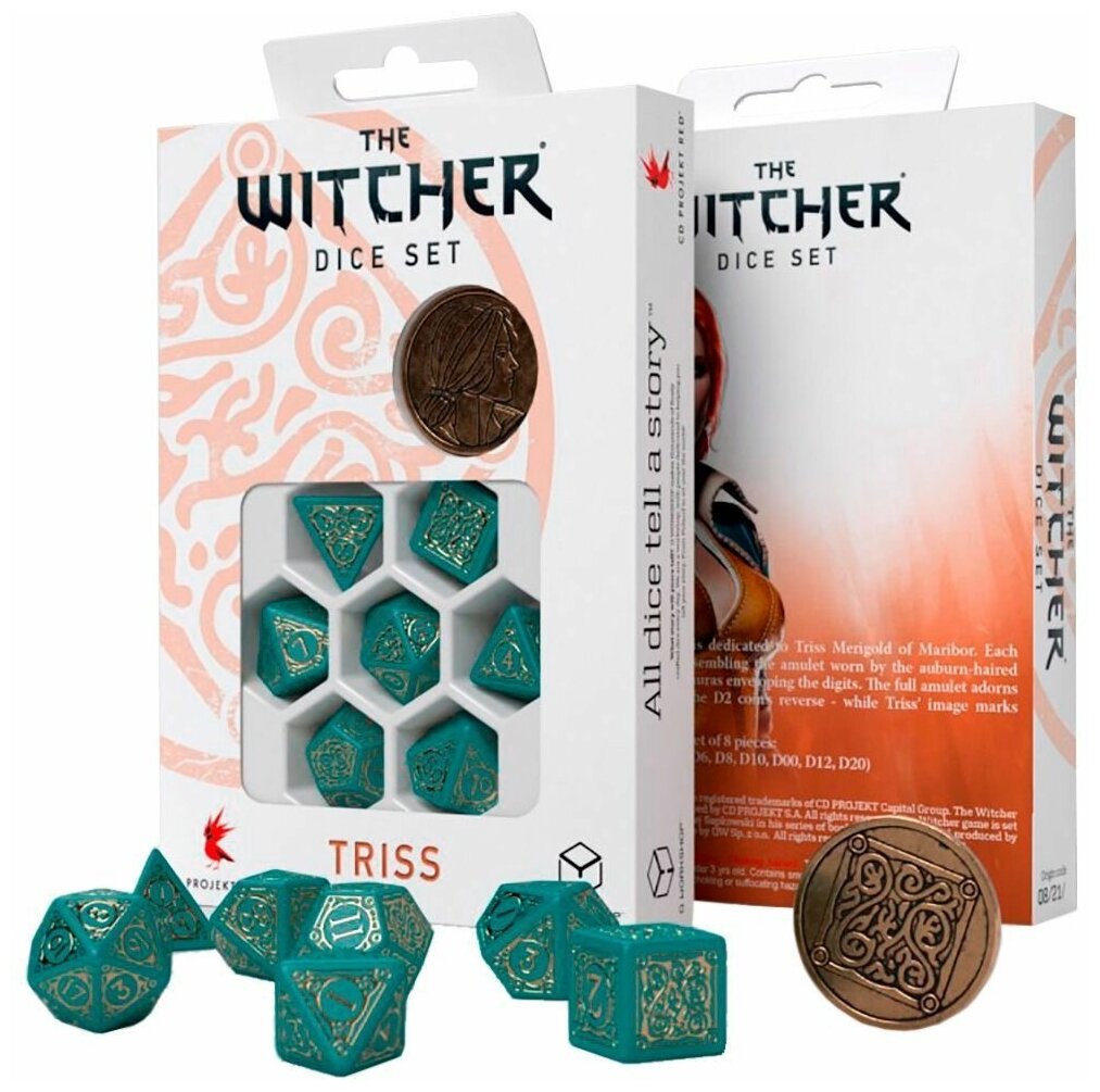 Набор кубиков для настольных ролевых игр (Dungeons and Dragons DnD D&D Pathfinder) - Witcher Dice Set. Triss. The Beautiful Healer