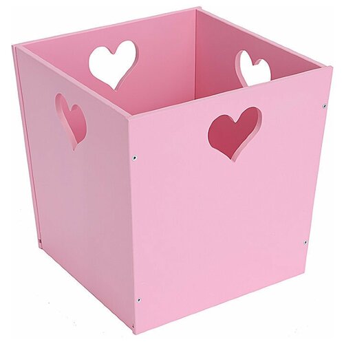 фото Деревянный ящик для игрушек розовый с сердечком посиделкин