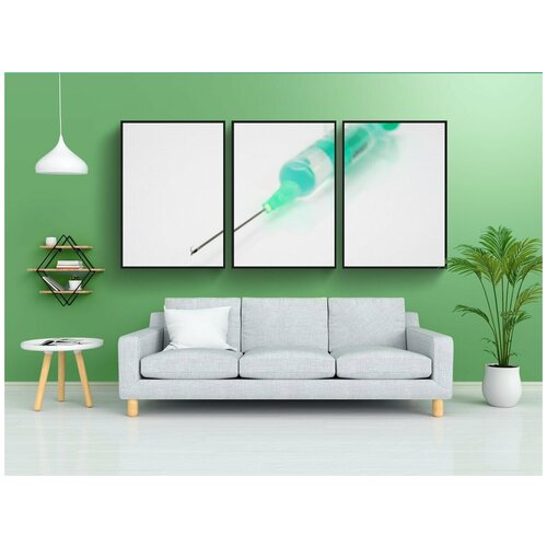 фото Набор модулных постеров для интерьера "инъекция, иголка, одноразовый шприц" 60x90 см. в тубусе, без рамки lotsprints