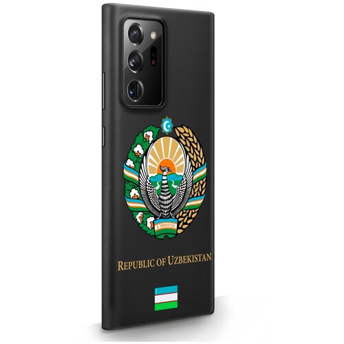 Черный силиконовый чехол SignumCase для Samsung Galaxy Note 20 Ultra Герб Узбекистана для Самсунг Галакси Ноут 20 Ультра