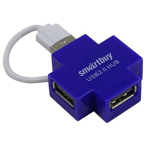 USB-концентратор SmartBuy Разветвитель SBHA-6900-B 4 порта, синий usb хаб hb 04 круглый 4 usb 2 0 порта поворотная крышка цвет черный