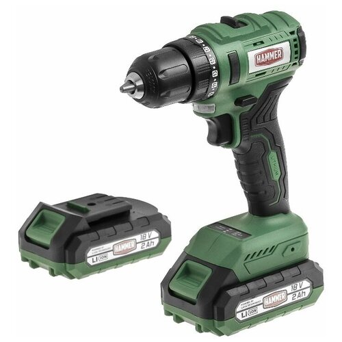 Аккумуляторная дрель-шуруповерт Hammer ACD18BLC 18В 2x2Ач LiION 10мм 0-4000-1400обмин 45Нм в кейсе 572000₽