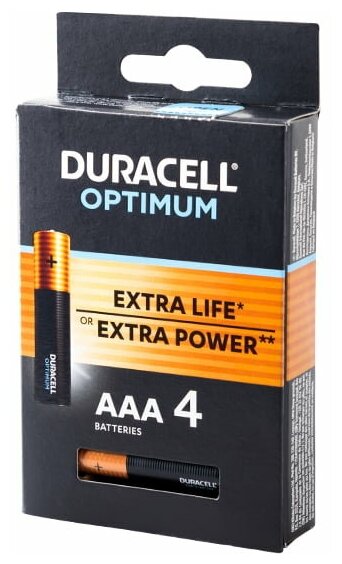 Батарея Duracell Optimum ААА 4 