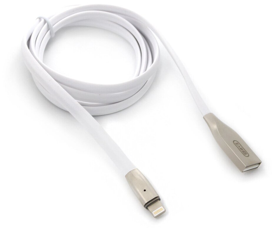 USB-кабель BYZ BL-666 AM-8pin (Lightning) 1.2 метра, 3A, силикон, плоский, белый