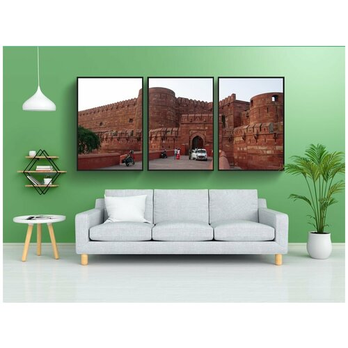 фото Модульный постер "ворота лахора, ворота амар сингх, агра форт" 180x90 см. из 3х частей в тубусе, без рамки lotsprints
