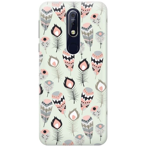 фото Gosso ультратонкий силиконовый чехол-накладка для nokia 7.1 (2018) с принтом "перья бохо"