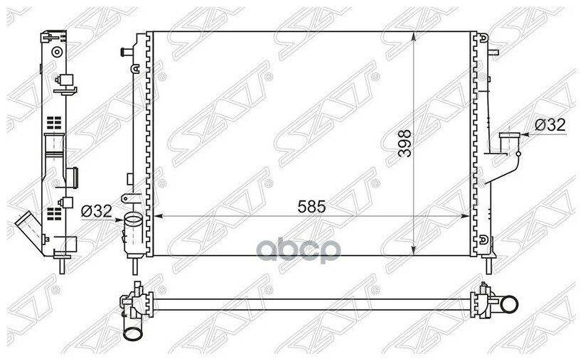 SAT SAT Радиатор RENAULT DUSTER 10-LOGAN 08-LADA LARGUS 12- (с кондиционером) SAT SGRN0002082