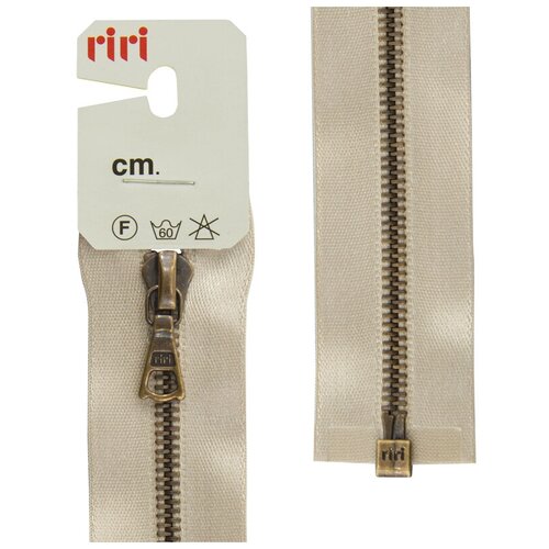 фото Молния металл, am, разъёмная 1 замок, на атласной тесьме, 4 мм, 65 см, цвет 2230, бежевый riri