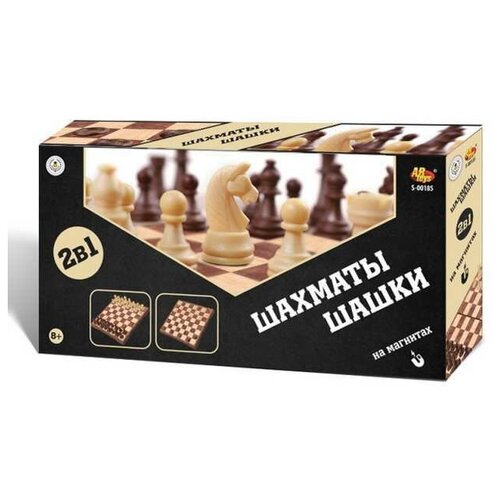 Игра настольная Шахматы и шашки магнитные, 2 игры в 1, ABtoys