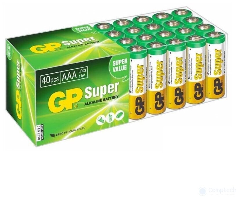 Батарейки GP Super Alkaline 24A LR03 AAA (40шт)