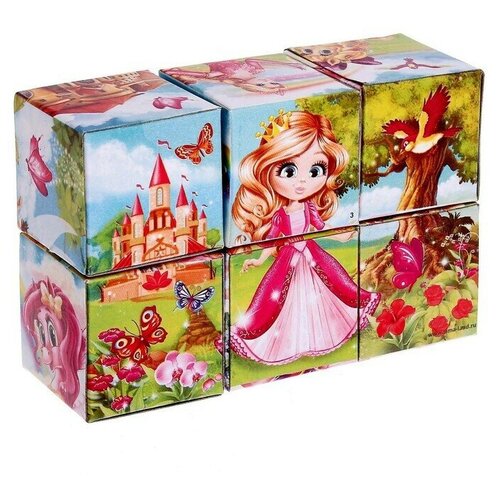 Кубики Принцессы картон, 6 штук, по методике Монтессори