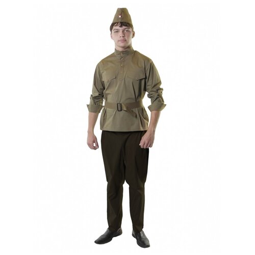 костюм солдат 12119 48 50 Гимнастерка взрослая с поясом хлопок (48-50)