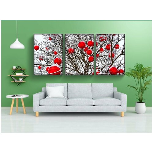 фото Набор модулных постеров для интерьера "зима, дерево, рождество" 60x90 см. в тубусе, без рамки lotsprints