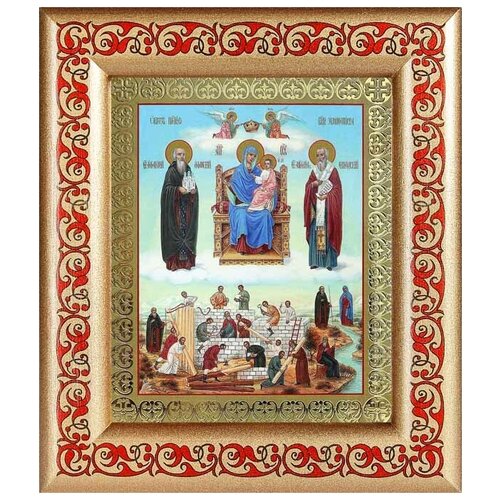 Икона Божией Матери Экономисса, рамка с узором 14,5*16,5 см