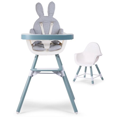 фото Стульчик для кормления childhome evolu 2 jade green с подушкой rabbit grey